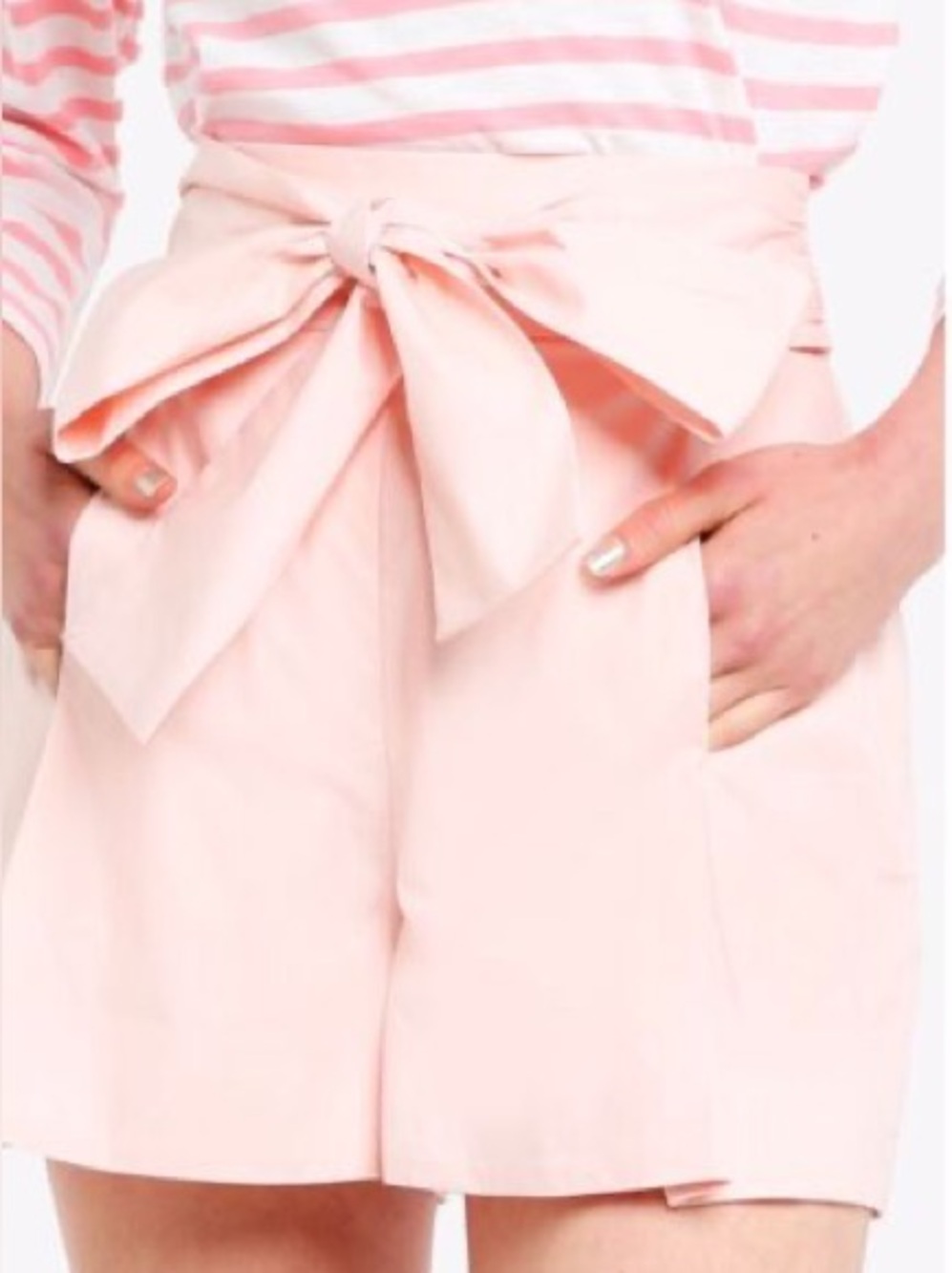 J.Crew Pink Tie Waist Short in Cotton Poplin